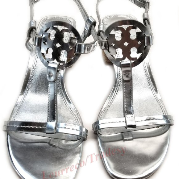 Tory Burch Silver Metallic Espadrille Sandals - Picture 2 of 6